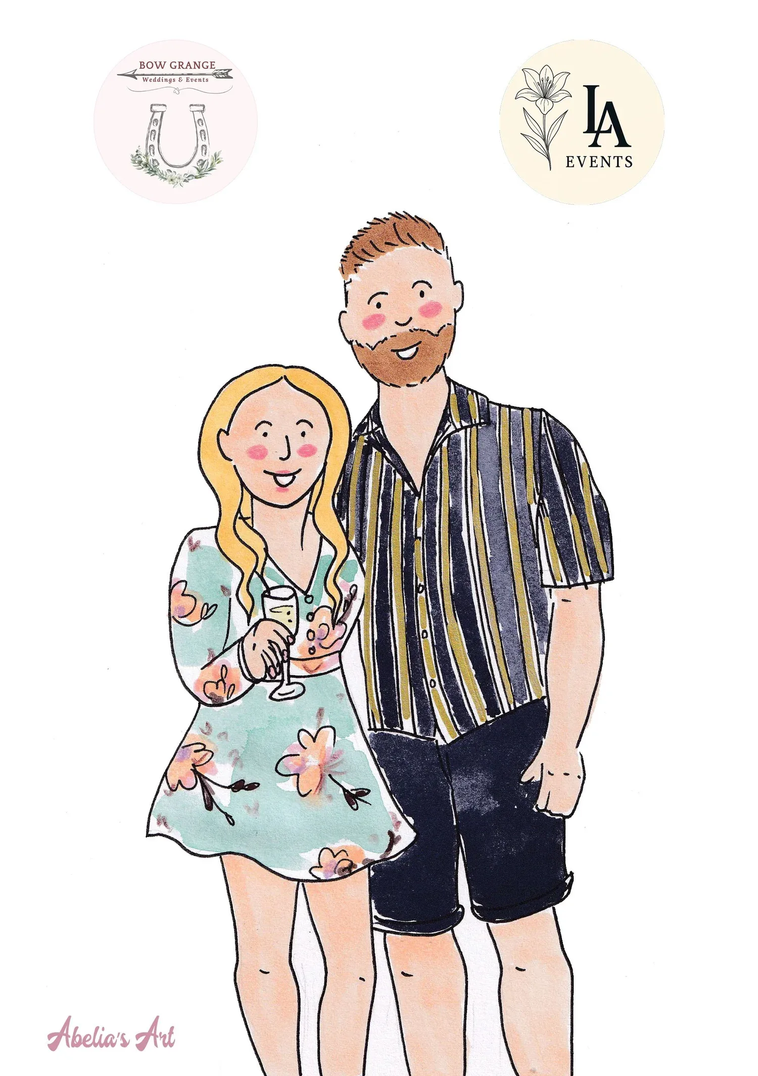 Guest portrait sketched live at Bow Grange, Devon