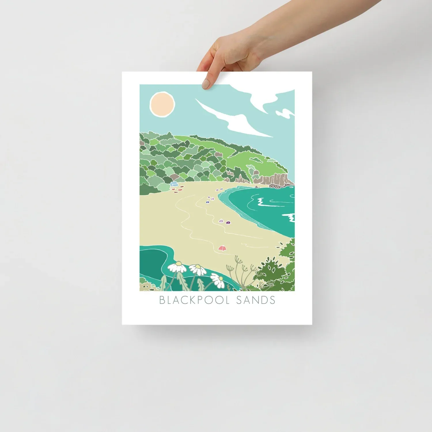 Blackpool Sands Art Print Illustration - Bright Summer Colours