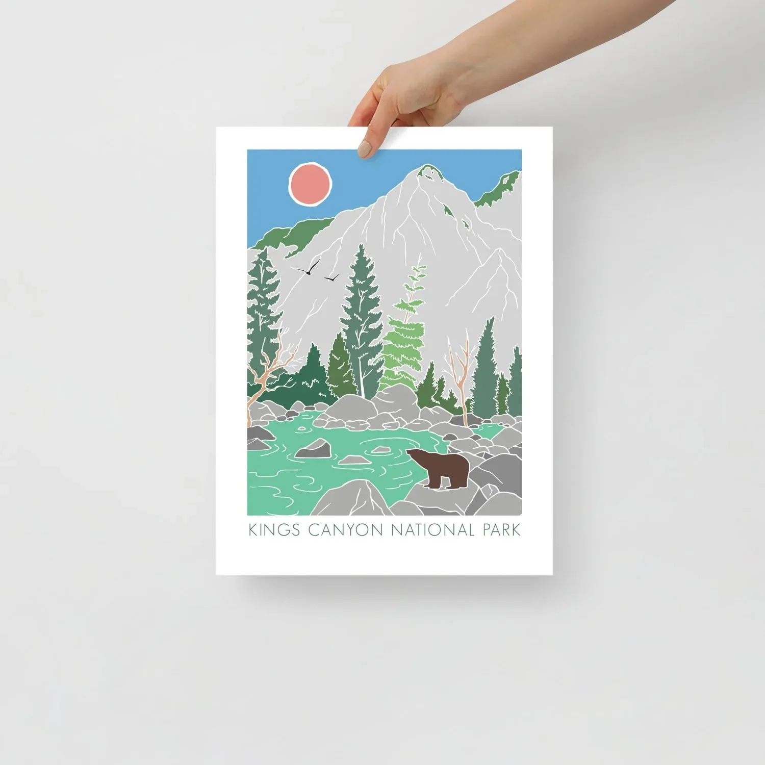 Kings Canyon National Park Art Print with Bear by Waterside